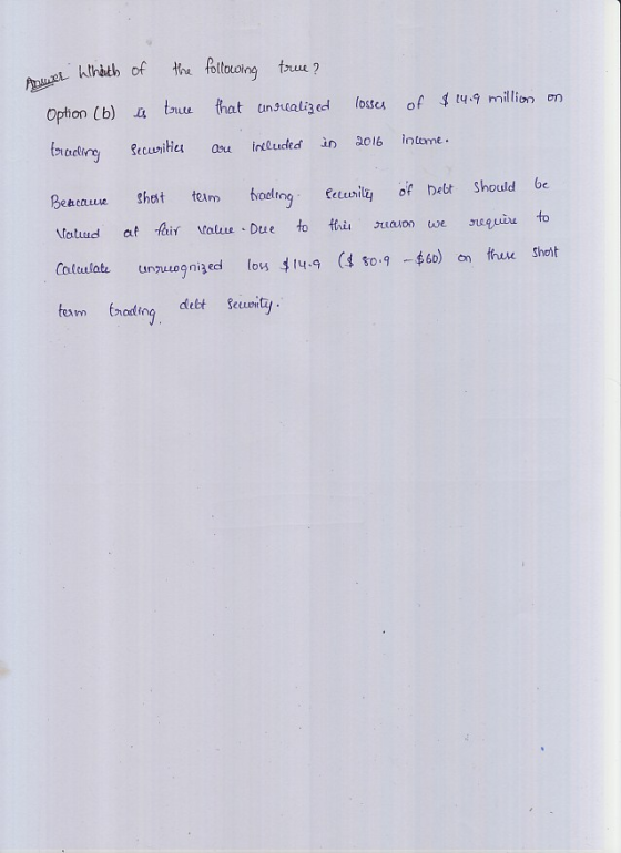 kthbeb of the fallouoing truue? Opthon (b) a tu hat uni losta of tu-9 milliony on br Recwrihea Qeu inlucted n 2016 intome Bea