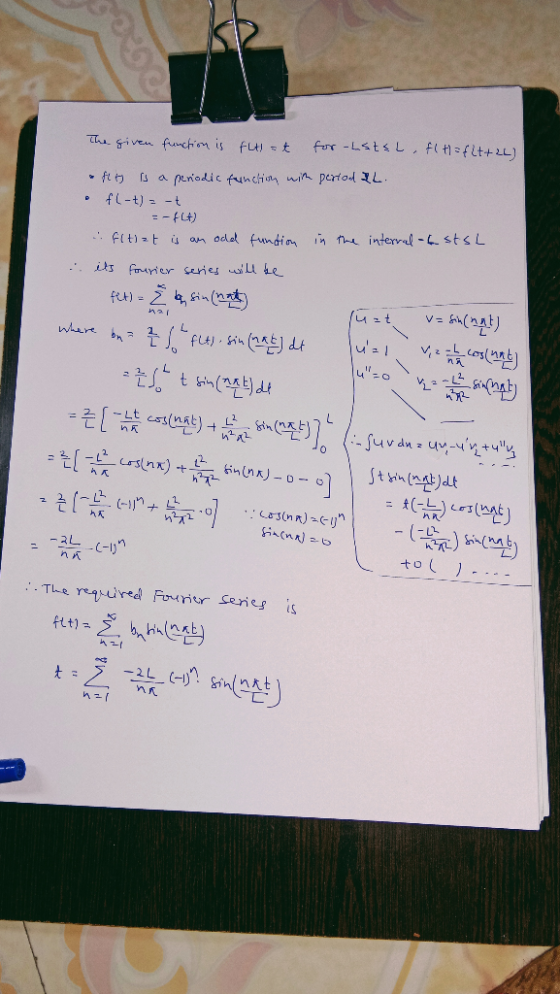 forr -Lsts L , fiHsfit+ 2L) The given funchim is fLtt ftt a periodic funcin fl-t)= t fLt) win pertodL. th interr-stsL an odel