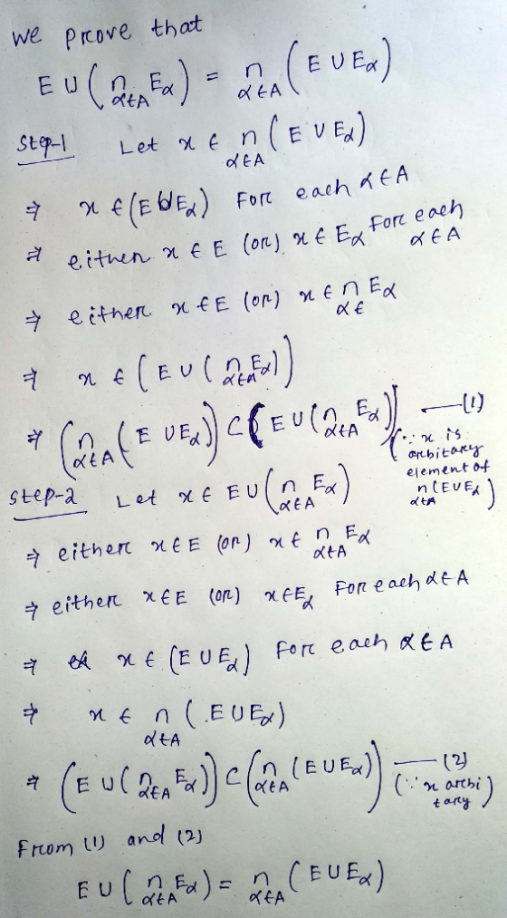 we prcove that o(ヒA StepI Let of EA e itnen, χ € E (or).neEx For. Crubitak nCEUE 宁 either n EE (or) nt n 忒 中 oeA tarts Fruom