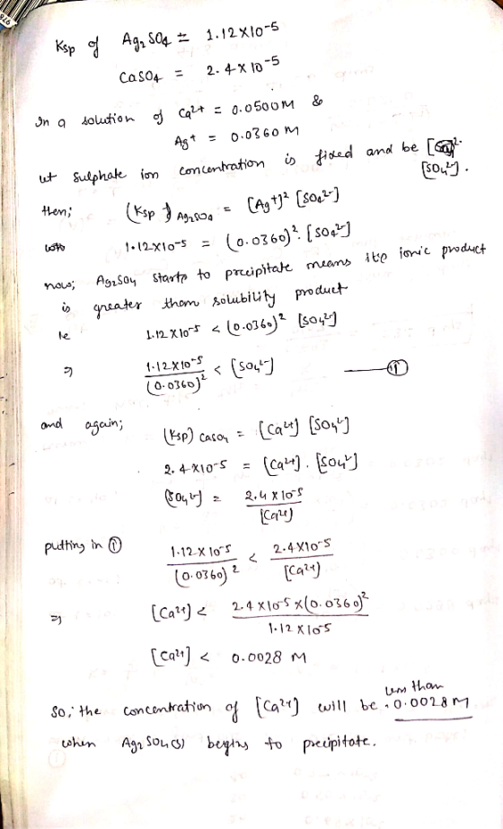 Agt = 0.0760 M ut sulfhak ion Co.arhation ί。批ed and be [@f. le 112 x10 ond 吁 cun putting ① Ca2.xloxo. 036 2) 1-12 XloS Ca.002
