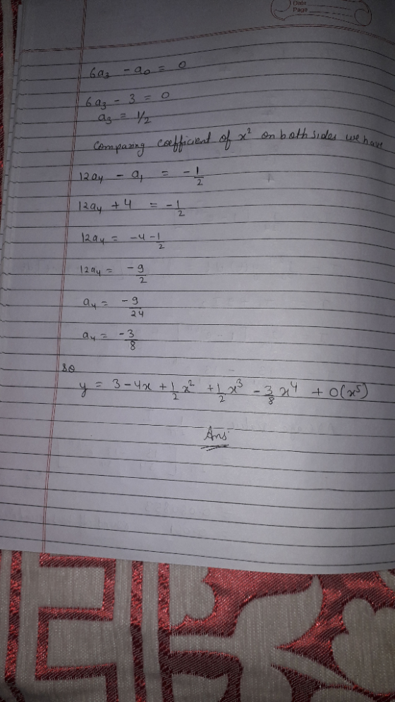 Paga 6a-3 =O ag- On both siolas we hast 2 amfang caffiaal f 120y-a 12ay +4 12a42 -4-1 2 12ay -4 + olxs Ans