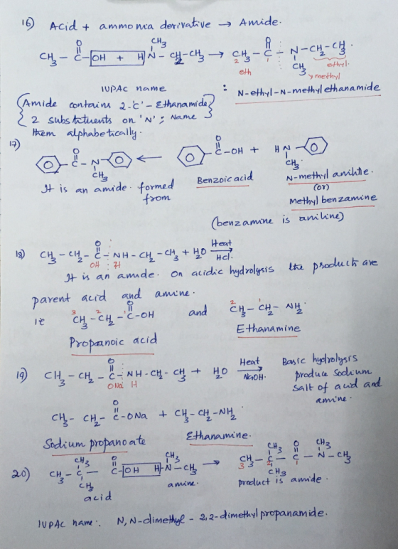 Acid + arn monca der.vat.Ve → A mide 0 CH Cl eth y methyl 1UPAc name N-ethyl-N-methyl ethanamide Amide contains 2-c-thanami