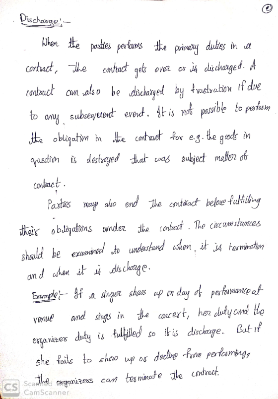 Pischarge Nhen te padties pestams e prinay dutes in a Contract,he cotact gets A di charged. A by ustvation f due over tonlact