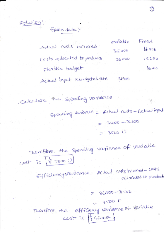Solution Given daic Aetual costs incumed 3SouD Cost allecated to pru36 o0o Fleribe tudget ovo Aca inpt xlaudgeted yte JSoD. S