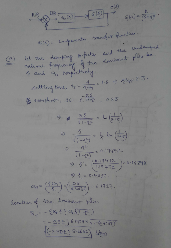 c(s) K EA RiA Ceat trauafer fnctian ndanped R ay wt the lamping fator aud the the dominant ples be matural npictivaly and Wn