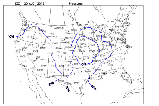Pressures 13Z 20 AUG 2018 10 10 21 1024 10241 25 8 10 1024 1020 1 10 1020 21 1021 10 013 1016 4015 102101 1024 1012 10 8020 8