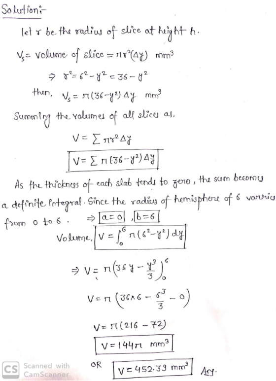 SoAurlion vse volume oice(4) mm? As he thickncgs of- each slab tend to Keno, the sum becorou defite rleal.Shcethe ofd Since t