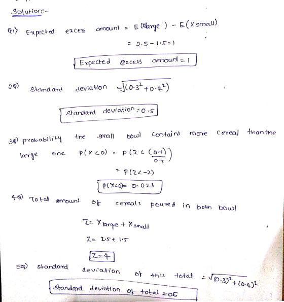 Solution: Expected ece amount E (Xrqe) - E(Xsmau) Expected Oxceh anourt 0.3L+0.4 29) deviation and ard Stardard deviation o.s