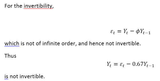 For the invertibility, which is not of infinite order, and hence not invertible. Thus t-1 is not invertible.