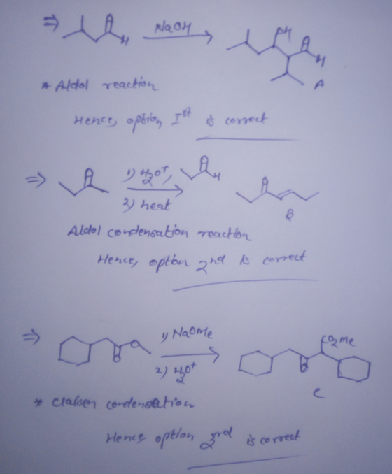 A Aldol reaction A onect Hence opfio, I 2 heat Aldel cordensetion reacton COEct Hence opten 2A y Naome f3me Clalsen cordensah