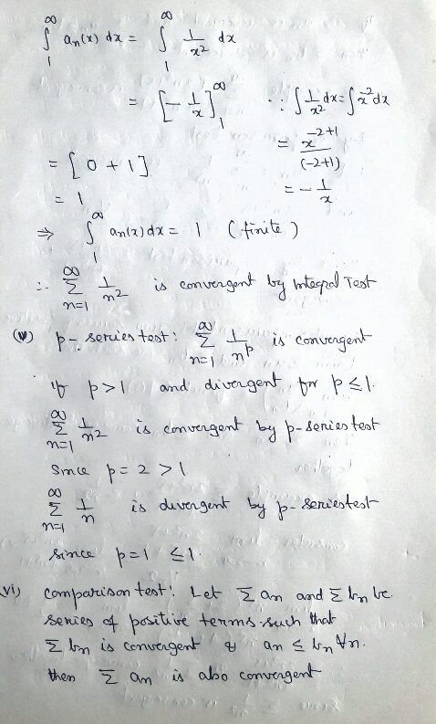 2. -2+1 (-2t}) 丄 C.firv ta 1 an(7 ) d ) 2 series tost : Σ1ь is convergent- (v) 乞 is d.ven genF วา yi) Comparison test: Let Σ