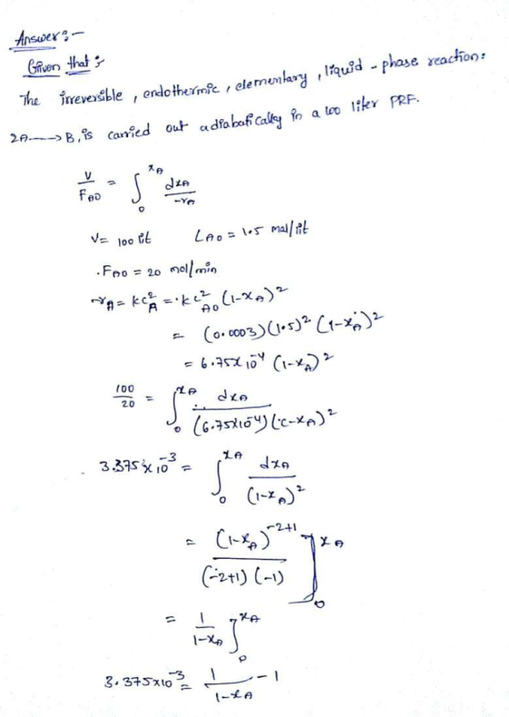Answer- e reaction: 0 Fno = 20 nalmin (00 20 33S IO Ci-x) 1-Xe