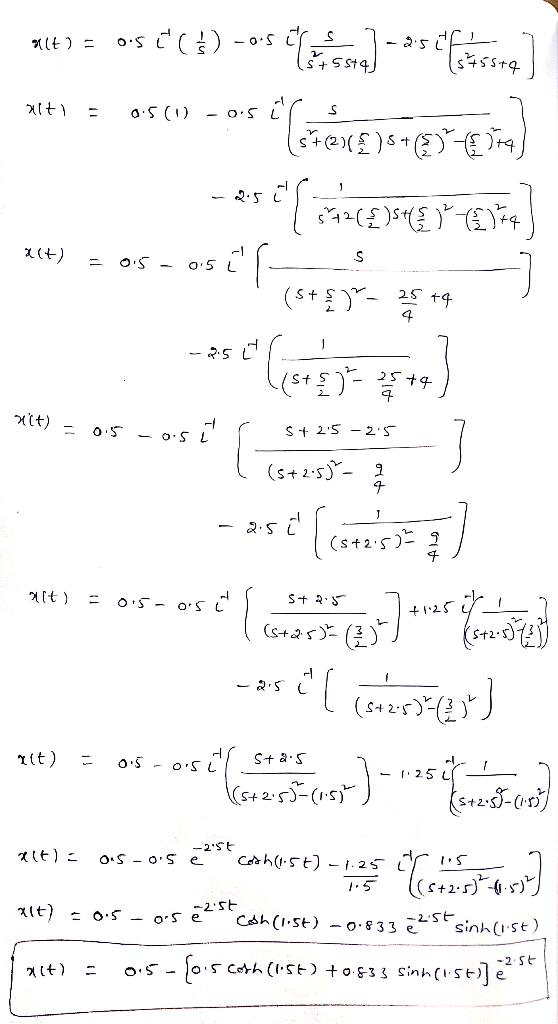 s5stq. 千 (s+2.5)- 1 チ 2 -l -1.2.5し 一2Sヒ | , s cehh (1st) to.FIš sinhぃ.st) nit1 ニ e