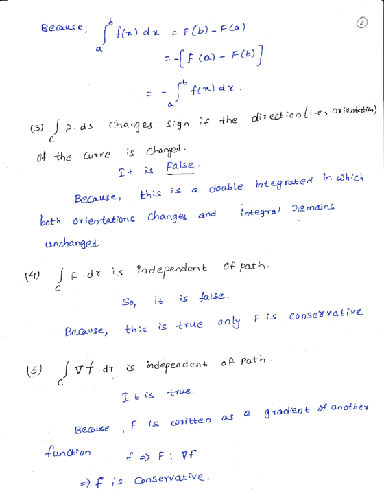 a. fn) d . 0 (3) J p ds Chanq ot the uve is chargod ^t is False Because, thic is a double integ rated n cohich both oxientati