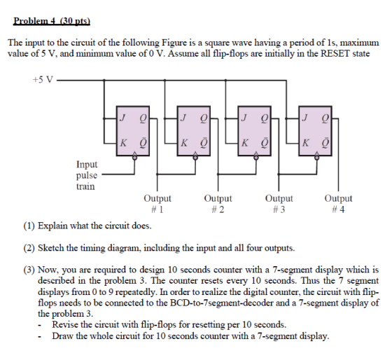 Problem 4 (30 pts) The input to the circuit of the following Figure is a square wave having a period of 1s, maximum value of