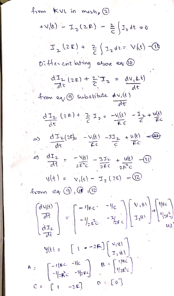 ry (t) - 1. ( 2 R ) - 2 Diffe、ent ating above eAⓑ P.C RC y(+) = -@ v,(t)- 丁7 ( 2C) OFt