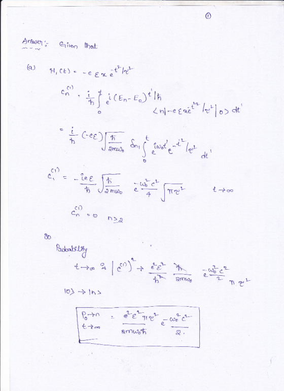 0 Anscou九:-Given that C1) で ! o>