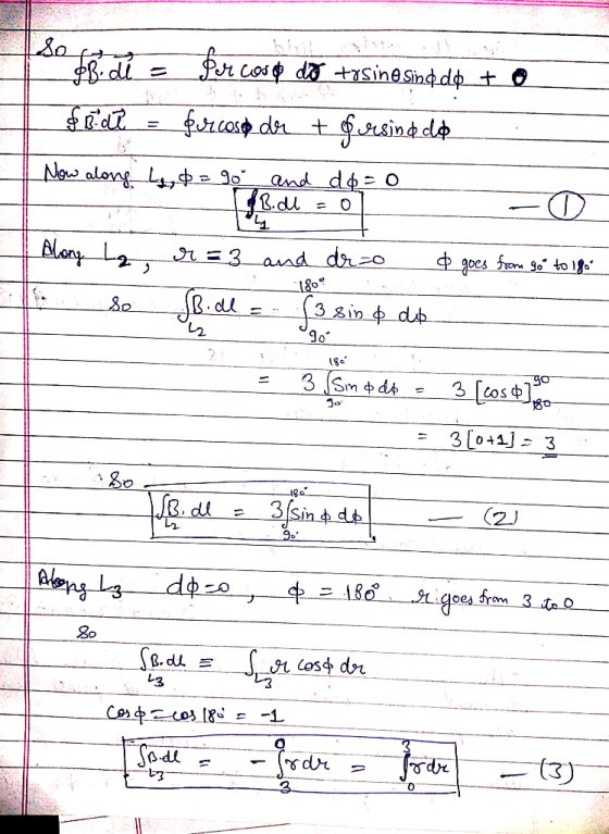 Por cosdtsinesSindp + C fircas dr t rsintd Noro along Lp90 and dp O B.dl Nleny L r=3aad drzo aoes from g0 to 1g. 3 sin 4db L
