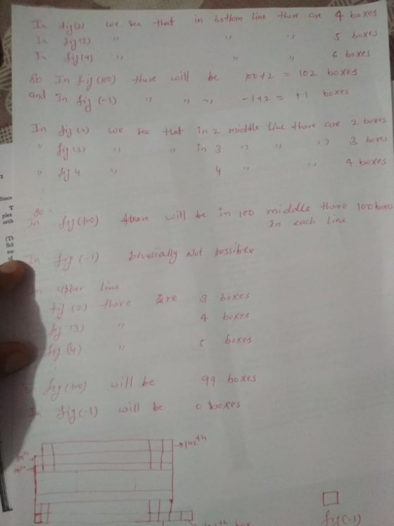 G bo xes 品工) cind : 102 bo xes -1+2- tl boxes uo e peeャat in 2 mic1dLc1ruet.hoe coe 2 boxes 4 boxes Since orth in ead Lin (n