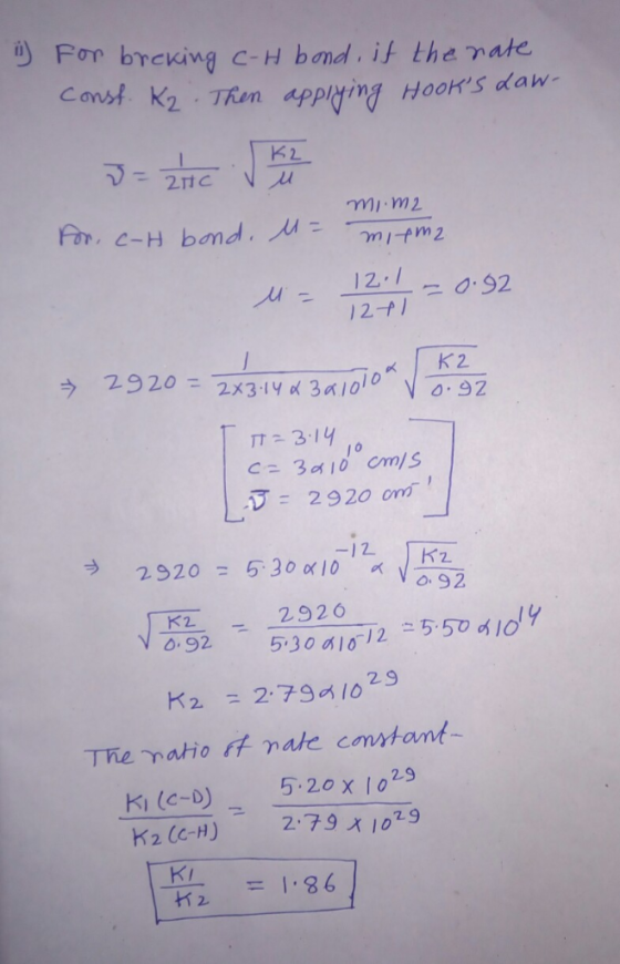 For breking Const K2 TRen applying c-H bond if the nate Hooks daw- K2 2tC For c-H bod. M 12.1 92 1271 K 2 ラ 2920 x3a1010 092