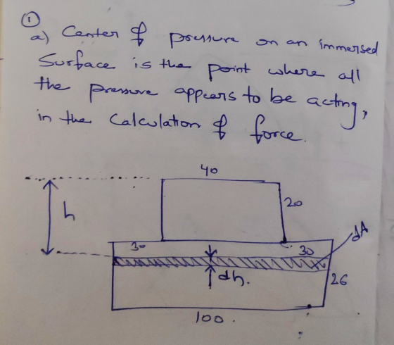 a) Canter Surface is tha Porint shere all the Parne oppeans to ae in the Caleulaton force immeTsed y0 20 JA 30 26 J0o.