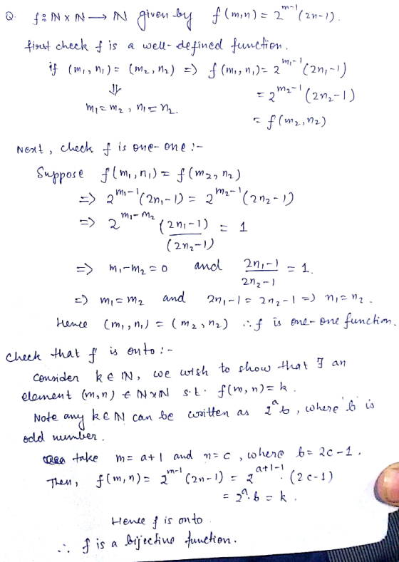 (m,n)- 2 (2n-1) isut check a weu- defined function 메- Mi, Mi)- m2 2212 mi- M2 2- 1 2n2- m andn entb: chek that is censiden ke
