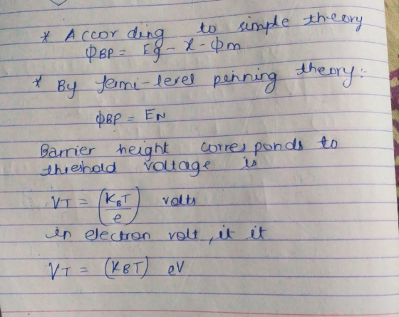 ampde theary to ACCOY di -pm pahning thery By femi-leel EN Barrier height Cotre ponds to YOltage thiehold KET volts VT in ele