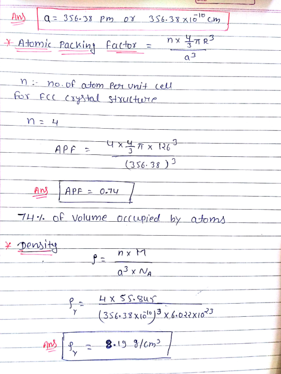 -X. Atomic-Pack int- Factor 3 n:no of atom Pe unit ceu (356 38 1.-of-volume or(Lupied. by atoms
