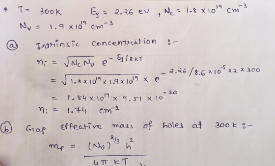 * T= 300K 93 b) of (n holes at 300k :- Ef feat-, ve mas s af 3 2