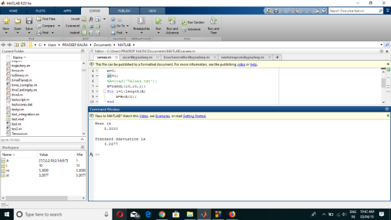 MATLAB R2014a HOME EDITOR Find Files Compare ▼ Comment Print New Open Save Breakpoints Run Run and Advance Advance Run and In