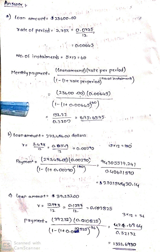 23 600 .00 loan armo unt: 12- eY1D (236oo .oo) (o.oobu5) 1-(1+0,00645 5122 0.320ワ toanamount- 73,u8e.oo dollars 2- Paymenf2 (