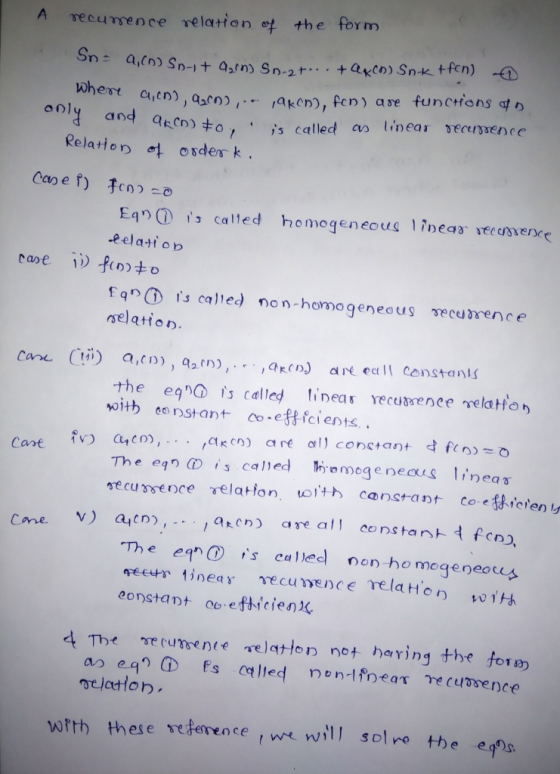 吡 .th e tir m Ye cu γ0 e n ceYe lart o n wherst anl aod arCn) to, is called tinea recuxence Relation 억 order k . Can e f Eq c