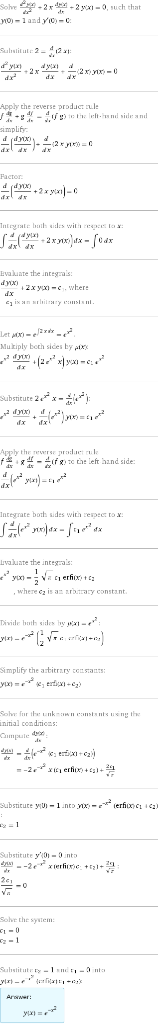 , such that Apply the reverse producl implif Evaluate the integas: 2x yx-cwher Muriply beth sices by at substue 2 x pphy the