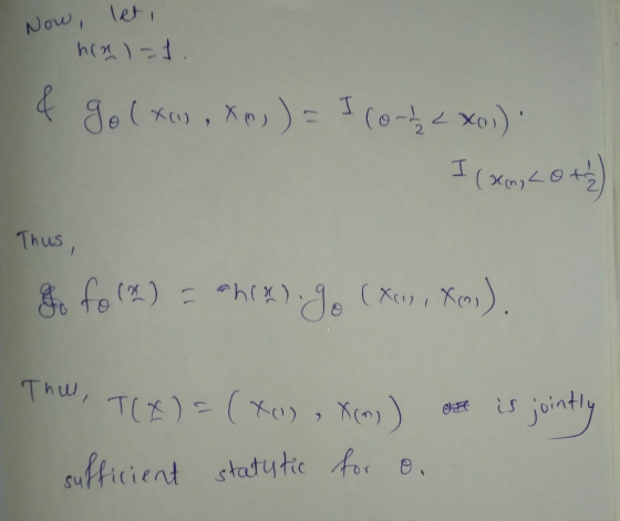 Now, le 2 Z. Thus h w sufficient statute for θ (C
