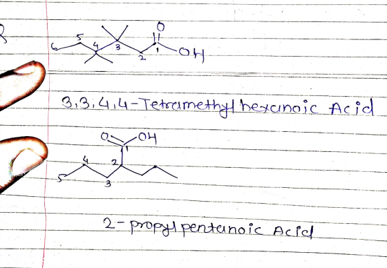 3,3,4 4-Tehrumethyl heunoic Acid OH 2-propy penteunoic Acfe.