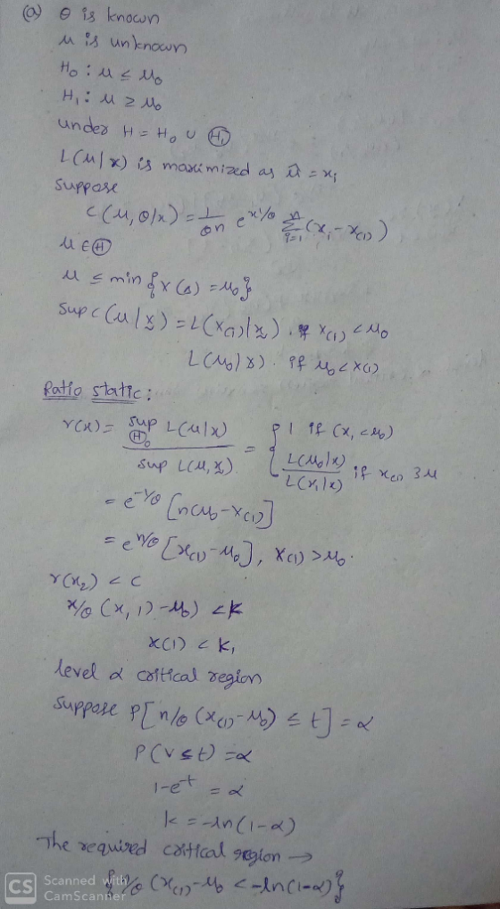 0) eis known LCMx) is maxt mized ay x Suppase (u,0/)- n x-x) min Sup (ul3)L(xa)lx) # Yoo LCM)3) Ratio static: YCa) p L(ul) PI