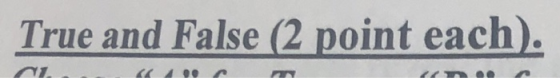 rue and False (2 point eaC