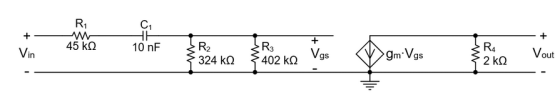 R1 C1 R4 Vout 45 kΩ 10 nF Vgs in