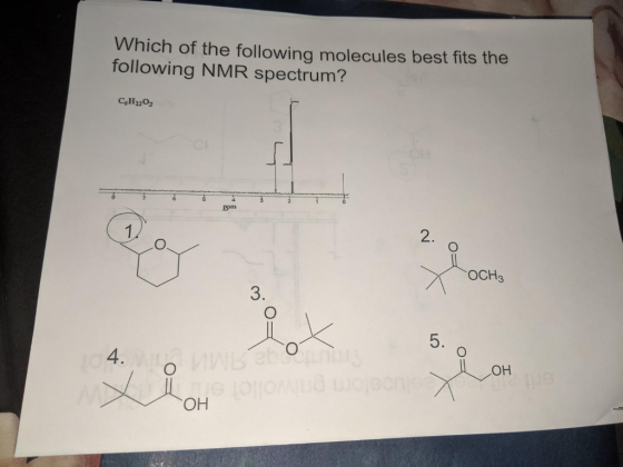 Which of the following molecules best fits the following NMR spectrum? 2. OCH3 3. 5. 4. он он