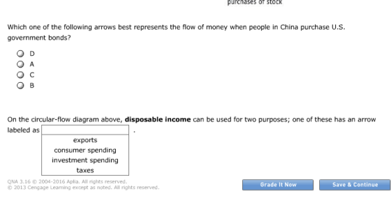 purchases of stock Which one of the following arrows best represents the flow of money when people in China purchase U.S. gov