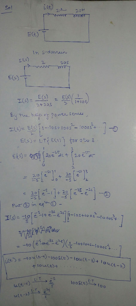 Sol 22o ECt) rLs) 2 1oS E(s) 2+20s St13 2.0 as-2s|||--lost.loos _.lo oos-t E- 127 t) u(t-
