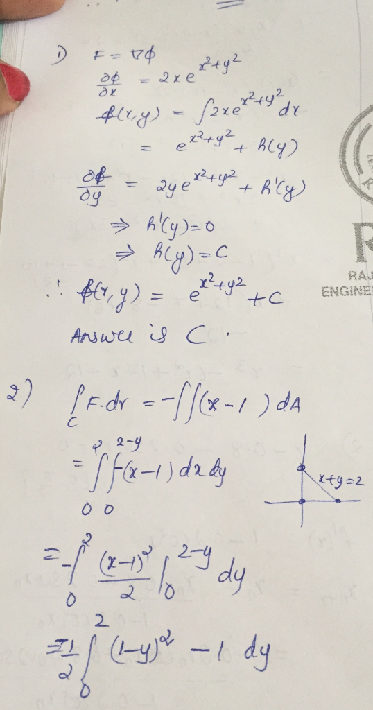 2ay2 2 xe ety2 dye Alg)=0 Ay-C Rly RA ENGINE Answe C 2) Edi 1a-1) -/ ) dA C 2-y 7=647 (z-)2-y dy 2 dy -I