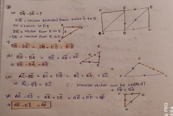 TY ( DB-DE =? DB =vector Dire checl From point D to B fig as shown in DE Vecler From D to E R A - DE Vector frum E toD DB-DE