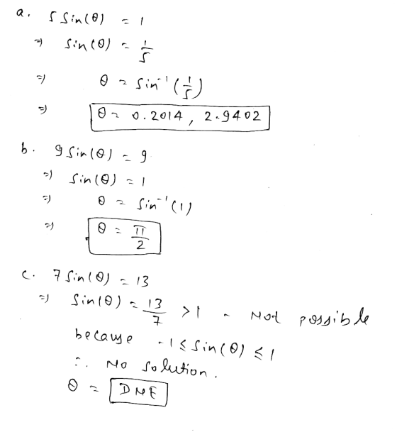 (o)M:5 2 94 02 0. 2014 9 in (0) Sin (0) Sin) 2 13 Sin0) 13 Not moa9 So luution No DNE