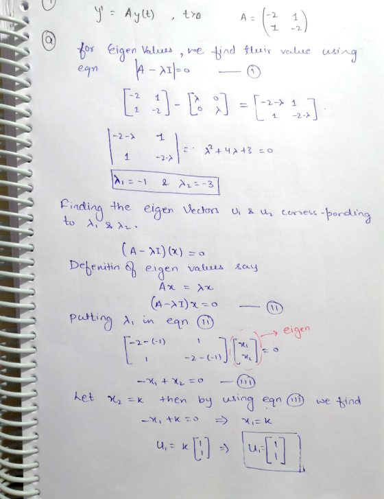 A2 1 ユー2 ean 2 1 1 2 2-1 仑.cling the eigen Wchon U, a u2 coress-ponding enitin eigen values ay pating in eqn ( → elgen 亡。