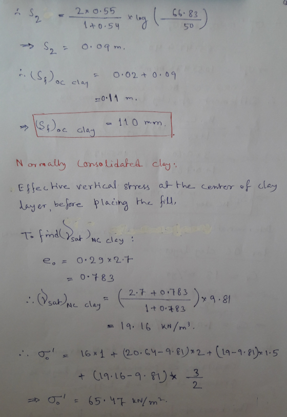 C6. 83 so 0.54 011m 110 mm o C Gla Normally Conso LidateA cley Effec Hve- verhaal stress a he-cenhor of clay 9.81 ak- 1O 83 1