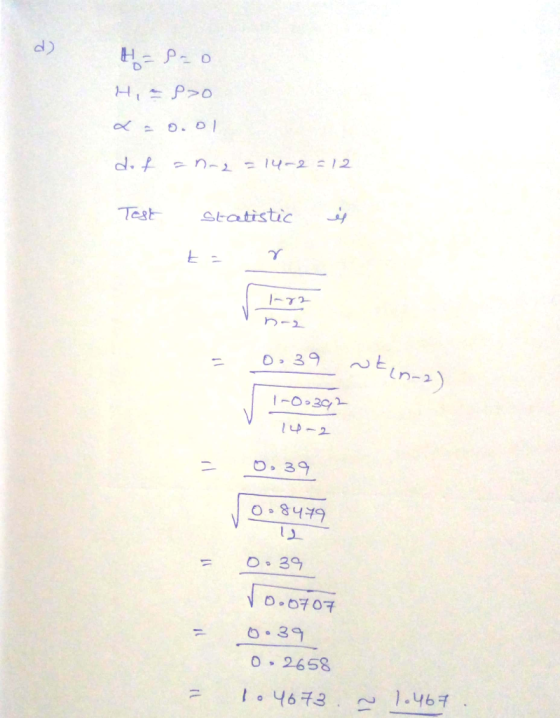 d) Tstatistic 1-0.1 나-2 84-19 .6707 О-2658 1。4673, ~