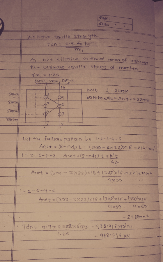Page: Date: / We have tor sile stnength Tan o.9 An fu lwu e ffectivve Setonal AM-net fu-uitinrate tensi1e stoiesS of mambtr Y