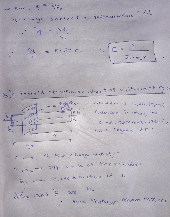 /en we know, AL Encloied by Gaussian surface arge E 27 rL 2 6or E field otineini te Shee t of unifurmchag e- ednside cylindsi