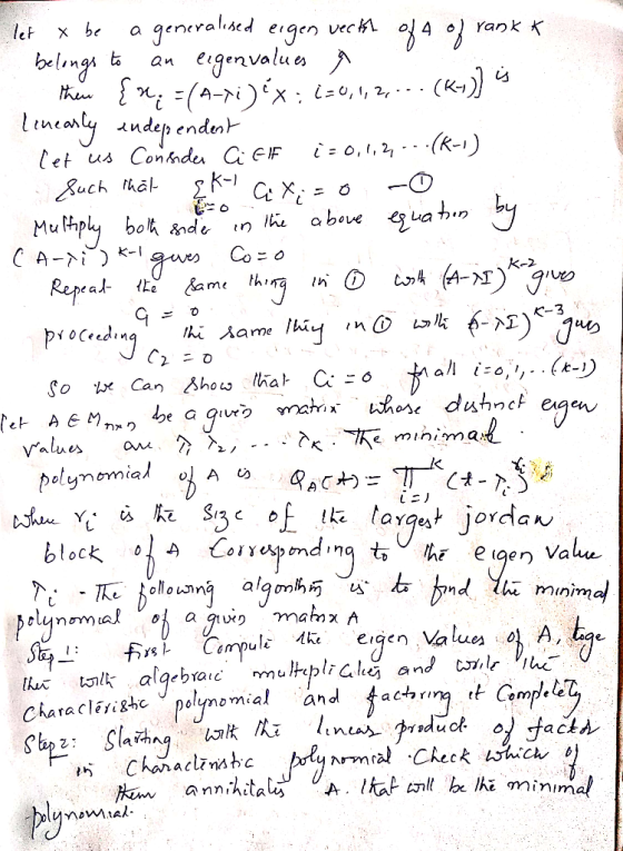 rank K pel,na an eigenvalues tuea* Muthpl borade in lu ab.ve es uat,.ワ e a V a 公 tke eigen Value o A, Characliighc Polynomial